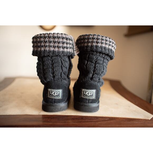 NEW Ugg Leland Knit Boots Booties 6 Gray Sweater Slip on Fold Over - Picture 3 of 6